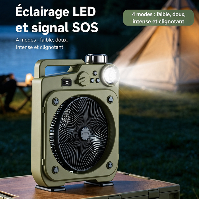 Éclairage LED et signal SOS du ventilateur E5