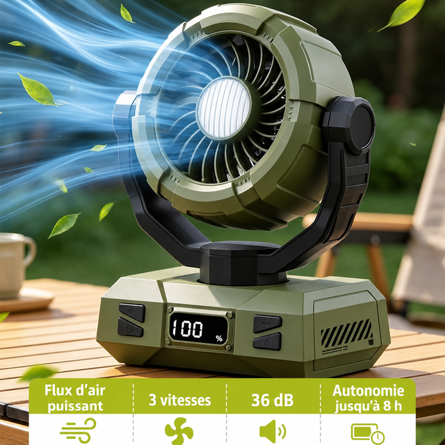 Performances du ventilateur de camping W8