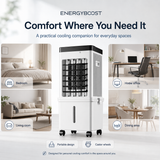 W2 Enfriador de aire portátil | Refrigeración por agua, depósito de 15 L, flujo de aire de 90°, mando a distancia