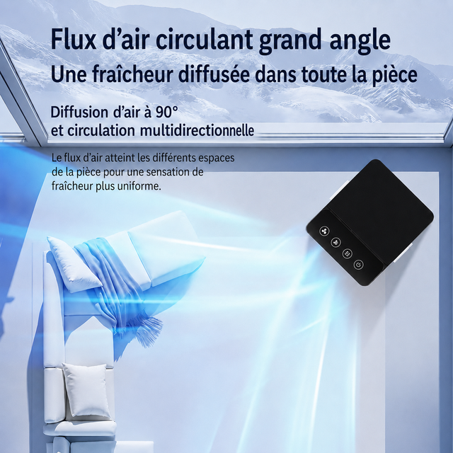 Rafraîchisseur d’air portable W2 | Réservoir 15 L, flux d’air à 90°, télécommande
