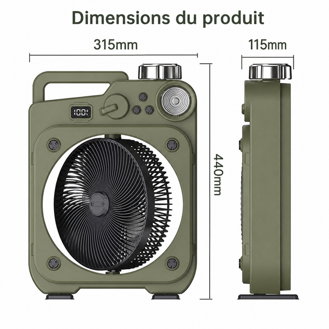 Dimensions du ventilateur E5