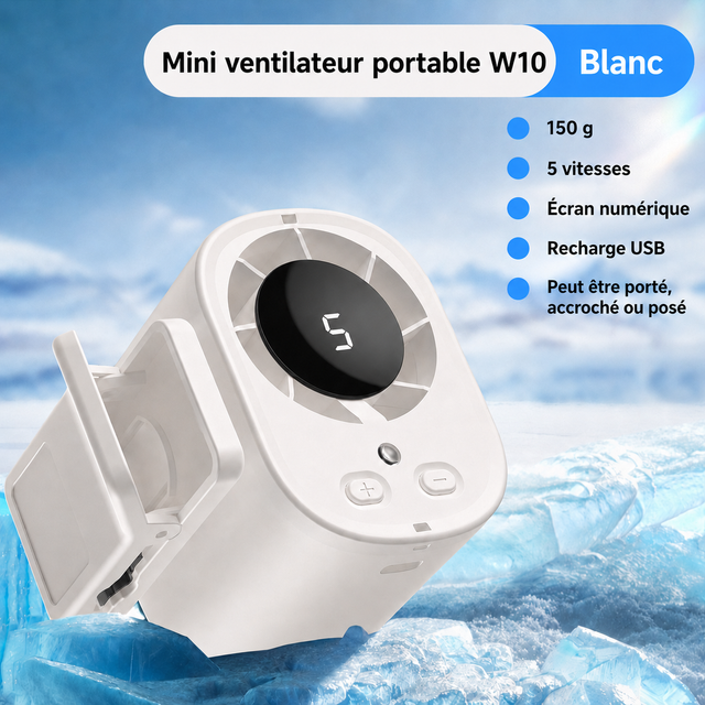 Mini ventilateur W10 blanc – 5 vitesses